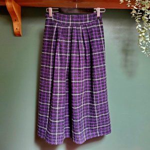 Vintage | Purple Plaid Wool-Blend Skirt